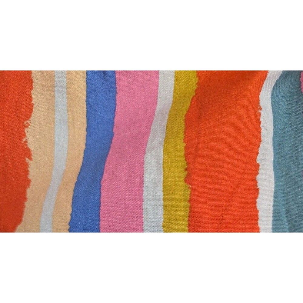 FATE Rainbow Stripe Balloon Sleeve A-line Dress Cotton Mini S Colorful Boho Fun - Picture 9 of 14